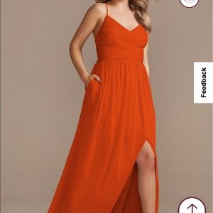 DAVIDS BRIDAL PROM LONG MESH BRIDESMAID DRESS WITH LACE-UP BACK F20370